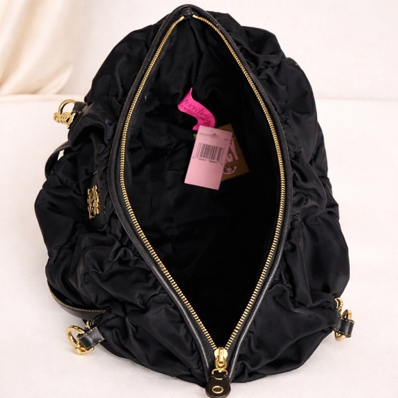 Juicy Couture Vintage Nylon Leather Y2K Chain Royal Crown Shoulder Bag - Picture 7 of 8